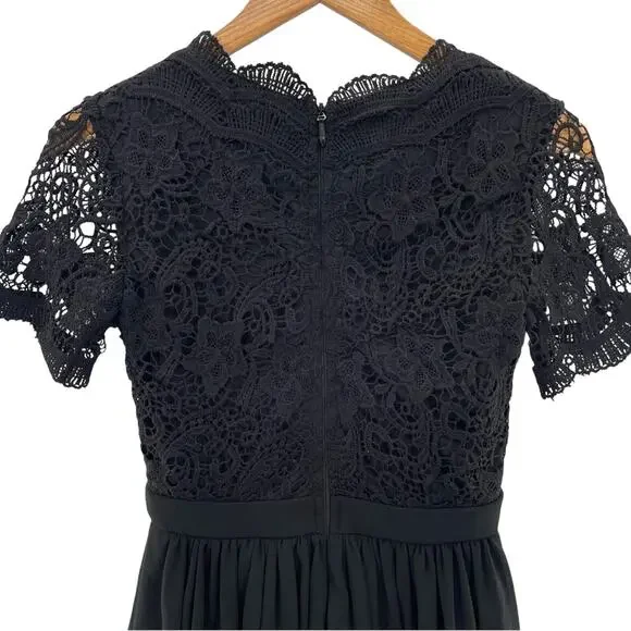 Lulus Romantic Dark Fairycore Witchy Boho Black Lace V-Neckline Mini Dress Small - Picture 7 of 13